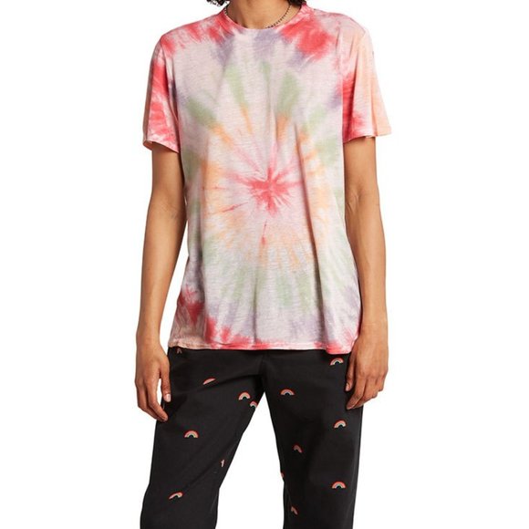✨NEW✨ Volcom Rainbow Color Tie-Dye T-Shirt - Medium Short Sleeve Crew Neck Tee - Picture 1 of 4